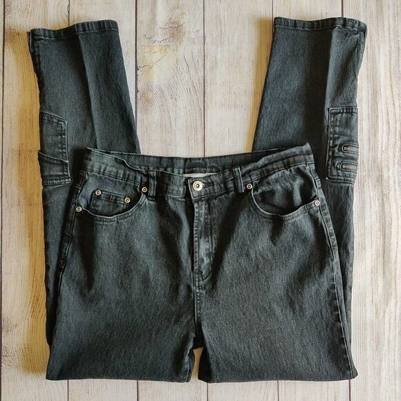 DG2 by Diane Gilman black moto jeans sz 10 - Picture 2 of 10